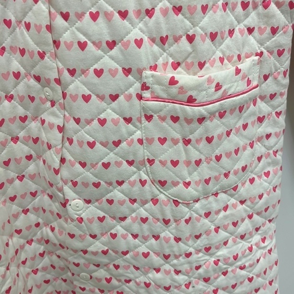 Vintage 100% Cotton Quilted Heart Patterned Long Sleeve Girl's Housecoat‎ Robe - Picture 4 of 7